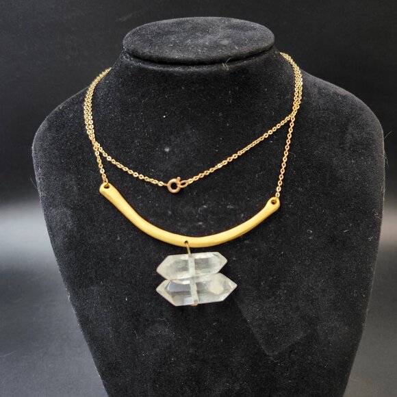 Quartz & Gold Toned Necklace - Picture 1 of 4